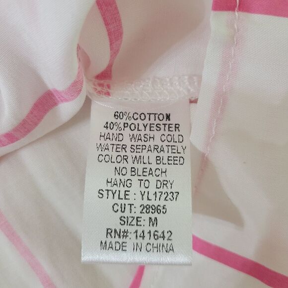 Ya Los Angeles Women's Long Sleeve Pink and White Button-Down Shirt - Picture 10 of 12